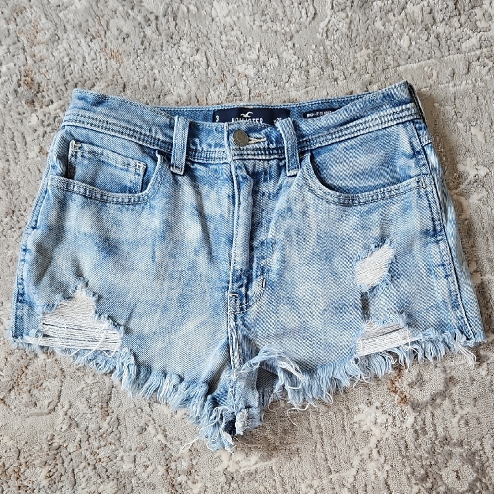 Hollister Blue Jean Shorts Distressed High-Waisted